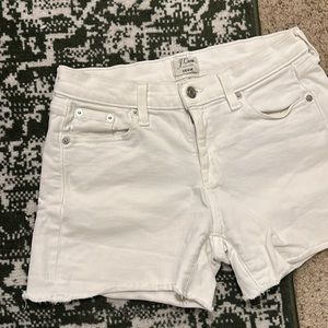 J Crew Mid Rise White Denim Shorts